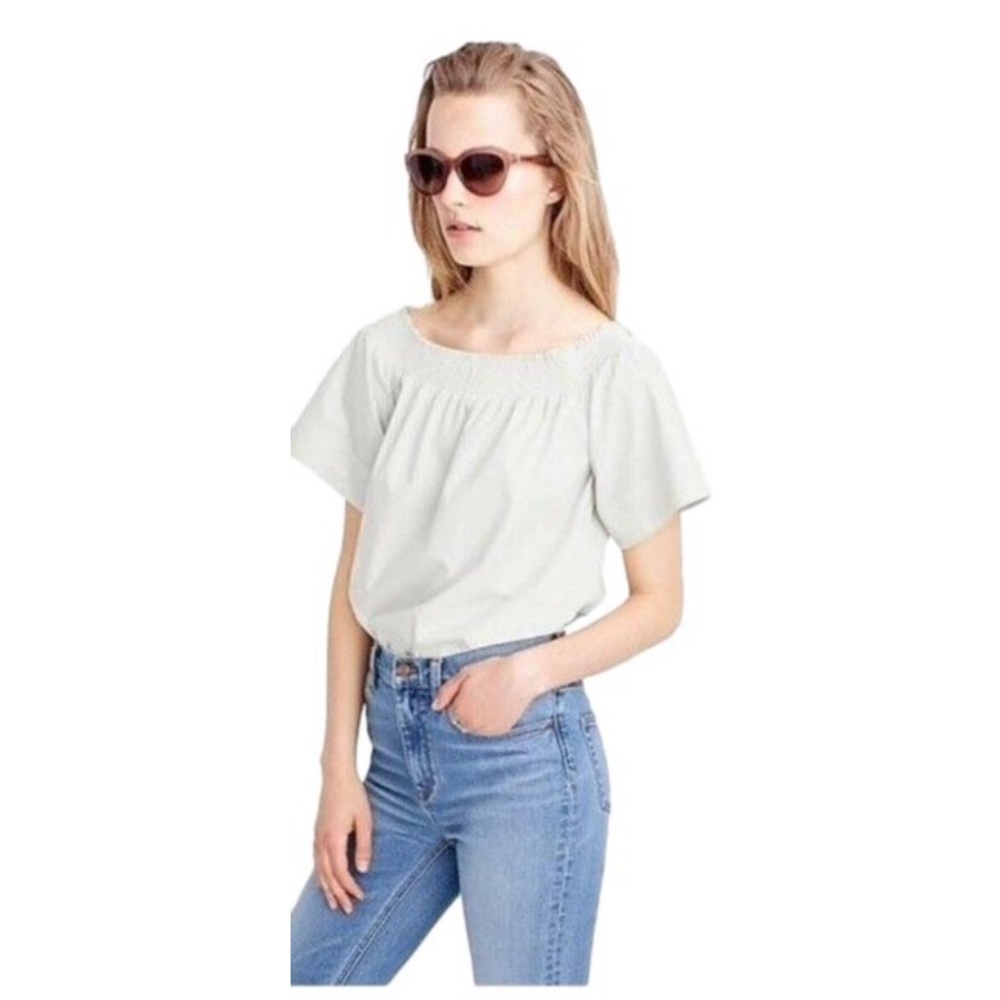✨ NWT J. Crew White Cotton Off The Shoulder Top ✨